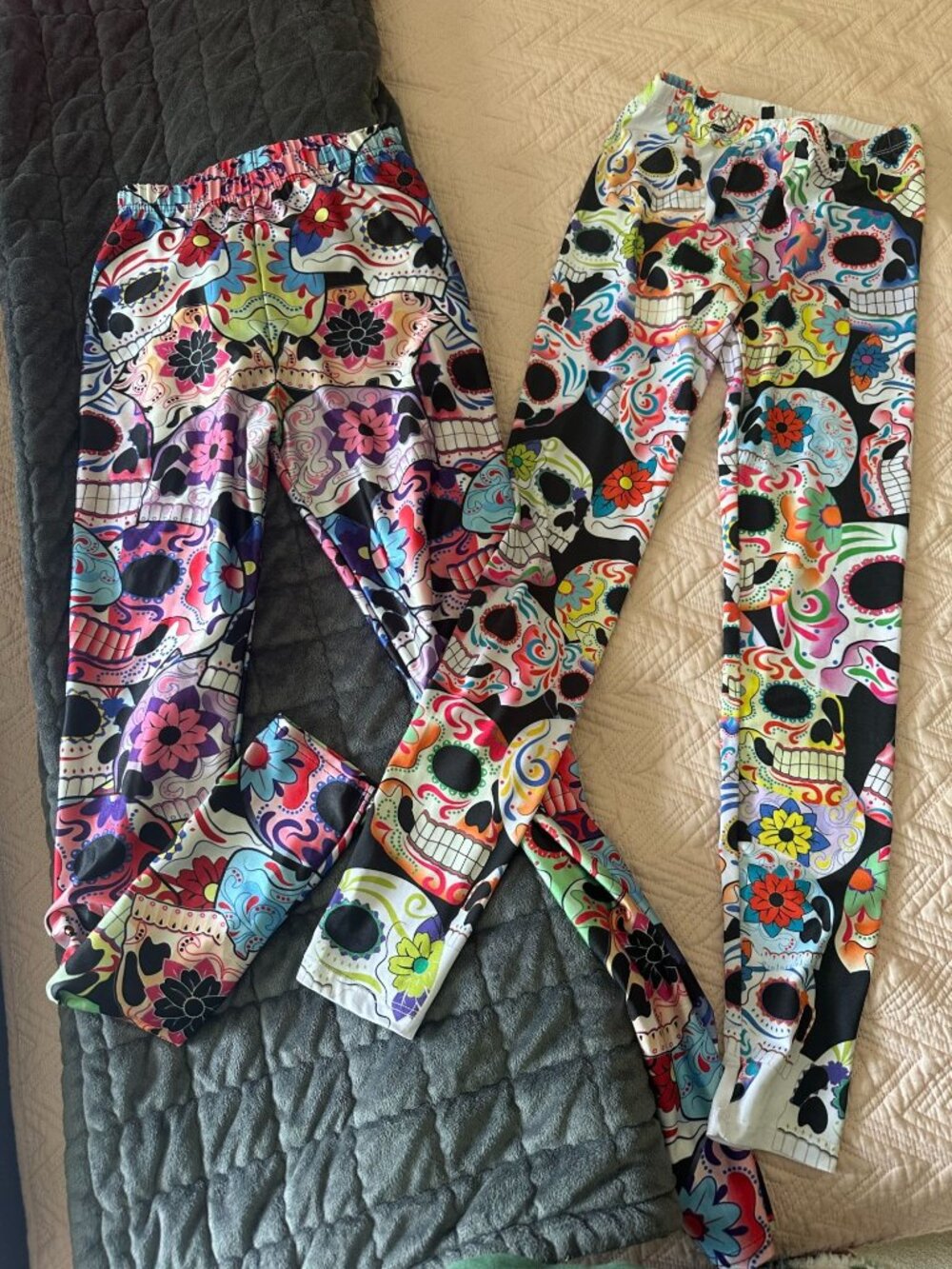 2 Love Culture colorful skull print leggings S